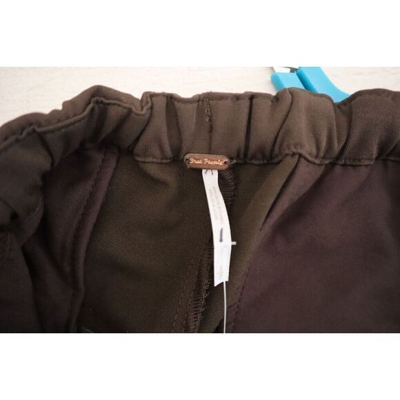 Free People OB2162963 Women's Sz S Brown Pleated Front Straight Leg Pants - Picture 4 of 11